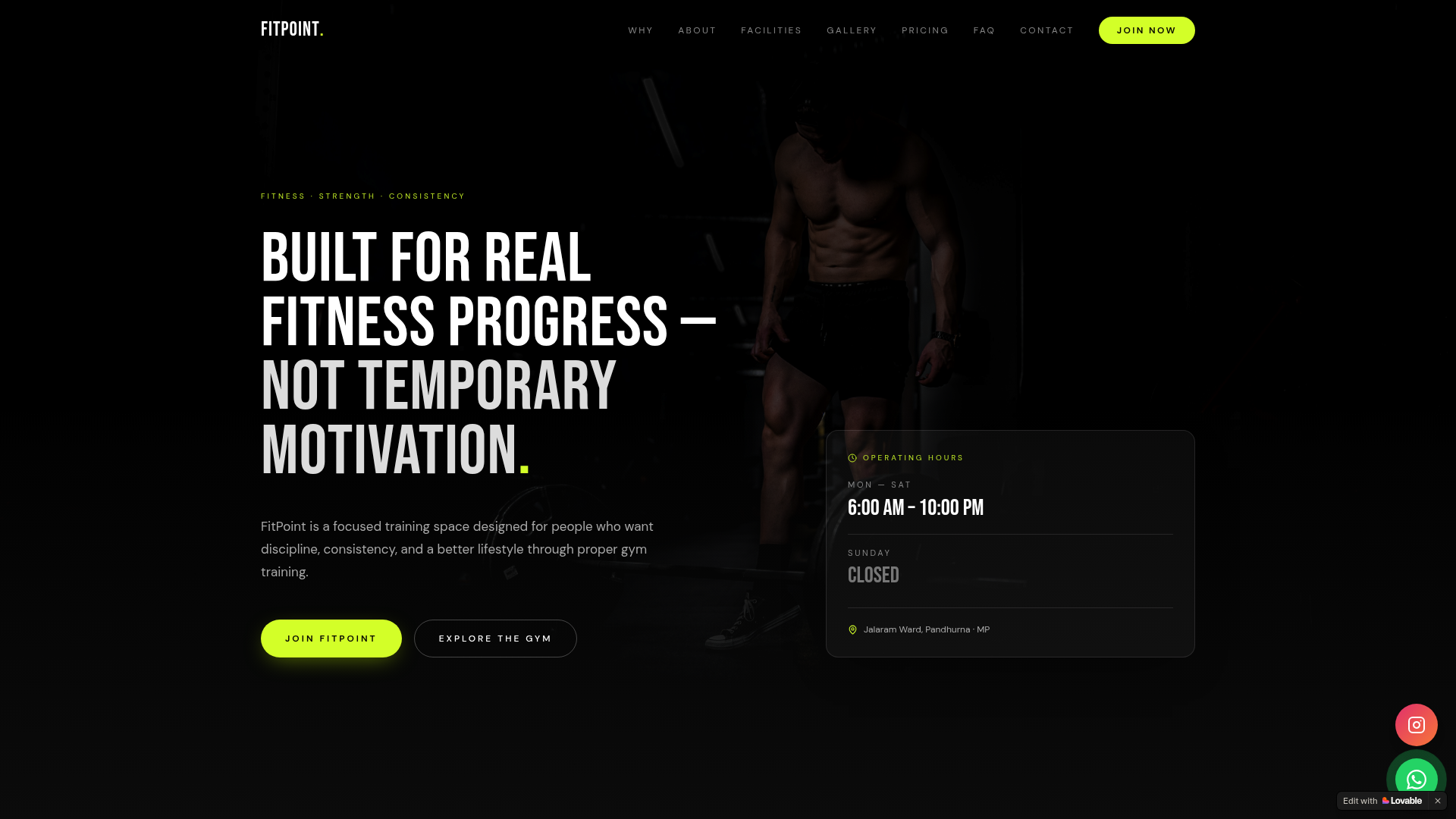 FitPoint — Gym Landing Page desktop preview